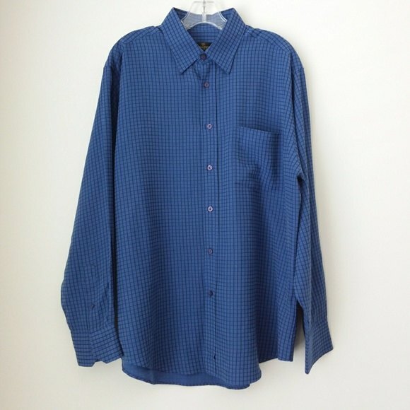 Bugatchi Blue Window Pane Long Sleeve Shirt L - Picture 7 of 8